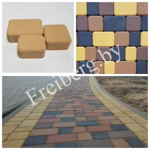 Плитка тротуарная «Старый город» 60 мм желтый на белом цементе