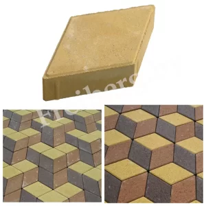 Плитка тротуарная Ромб 246*146*60 мм желтый на белом цементе